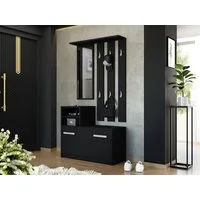 MIRJAN24 Garderoben-Set Kolom, mit 6 Kleiderhaken, Spiegel, Schuhschrank, Wandgarderobe