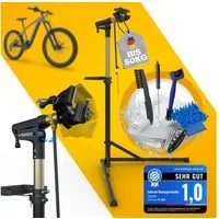 Tarpofix® Fahrrad-Montageständer Höhenverstellbarer Fahrrad-Montageständer bis 50 kg, Reparaturständer mit 360° drehbarem Klemmkopf und magnetischer Ablage