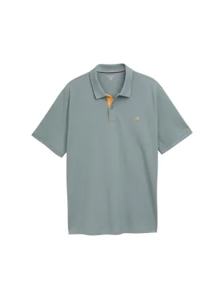 Tom Tailor - Plus Size - Piqué Poloshirt mit Logo-Stickerei grey mint - Gr. - 5XL