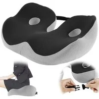 Forrlite Sitzkissen Ergonomisches Sitzkissen,Sitzkissen Orthopädisch,Rückenkissen,Schwarz, Atmungsaktive,für Auto, Sofa, Büro & Rollstuhl,Erhöht Sitzkomfort