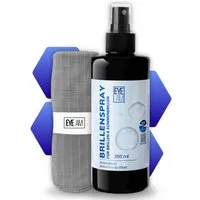 EyeAm Brillenreiniger Set, 250ml Reinigungsspray & Mikrofasertuch, Glasreiniger