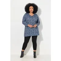 Ulla Popken Longshirt Longshirt gemustert A-Linie V-Ausschnitt Langarm