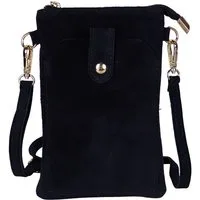 MIRROSI Handytasche Damen Kleine Umhängetasche aus Wildleder Made in Itlay (ca.14x21x3cm), Mini Handytasche zum Umhängen, Handy Tasche