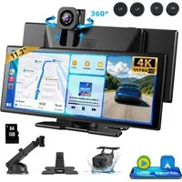 ESSGOO 11,3" Carplay Android Auto 360° Dashcam mit Rückfahrkamera Spiegel Navigationsgerät (Wireless Carplay Android Auto)