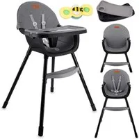 MoMi Kinderstuhl Reki, 2in1 Hochstuhl mit 5-Punkt-Gurt bis 20 kg