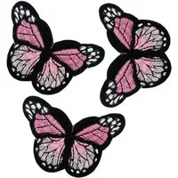 maDDma Aufnäher 3 Schmetterling Aufbügler, Applikation, 48x70mm, freie Farbwahl, rosa
