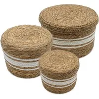 Spetebo Aufbewahrungsbox Seegras Korb natur 3er Set - 30 / 25 / 21 cm - Boho (Set, 3 St., 1), 3 verschiedenen Größen in einem Set