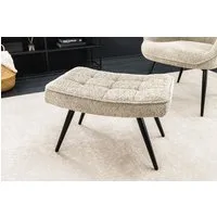 riess-ambiente Fußhocker SCANDINAVIA champagner greige / schwarz (Einzelartikel, 1 St), Wohnzimmer · Bouclé · Metall · Scandinavian Design