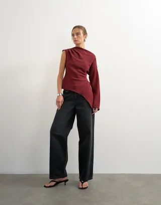 topshop - TSTENA ONE SHOULDER LS TOP WVN Port - Gr. - 38
