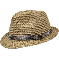 chillouts Strohhut knautschbarer Trilby mit Muster-Band