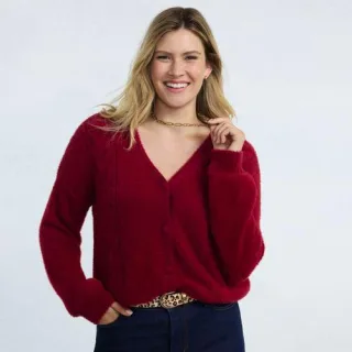 Zopfmuster-Cardigan aus Wimperngarn für Damen in Petite-Größe, Damen, size: petite, Elfenbein, Nylon, by Lands' End