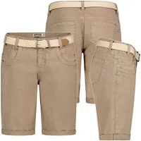 SUBLEVEL Bermudas Damen Short Bermuda kurze Hose Sommer Chino Short Stoff Hose Gürtel