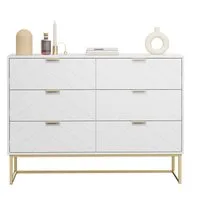 UEV Sideboard mit 6 Schubladen, Highboard Mehrzweckschrank mit Kisppschutz (für Wohnzimmer Schlafzimmer Büro Flur, 100x34x73,5cm), Küchenschrank Buffet TV Board Schrank mit Füße Aufbewahrungsschrank