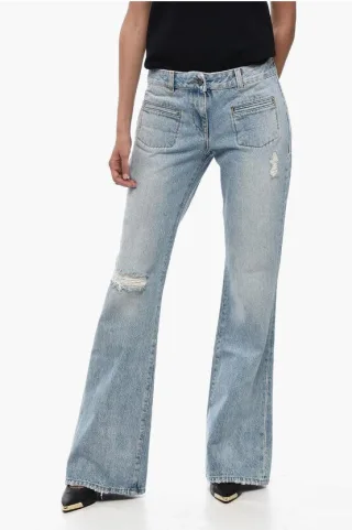 Leicht verwaschene Bootcut-Jeans 29 cm in Blau