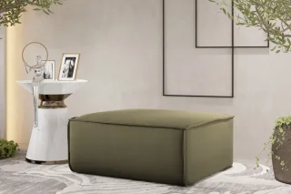 Polsterhocker Designerhocker CELES PREMIUM 85x85 cm Stoff Opera Velvet Olivgrün