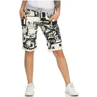 CLEO STYLE Sweatbermudas Sweat Bermuda 9 Beige Schrift