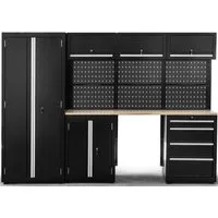 ONDIS24 Werkstatt-Set Männerküche 260cm, Schwarz, (8-tlg), teilvormontiert, viel Stauraum, robuste Fläche, Stahl, frei stellbar