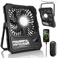AIBISTAR Tischventilator Tragbarer Camping Ventilator 20000mAh,mit LED/Powerbank/Timer, Zelt Ventilator mit 5 Stufen,Fernbedienung,3-stufige LED,Metallhaken