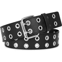REDOM Nietengürtel Ledergürtel Gürtelriemen Punk Nieten Gürtel Ösengürtel Jeansgürtel (Doppellochgürtel, 1-St., Ledergürtel Kunstleder Gürtel mit Punk Style Cosplay Hip Hop Rock) für Jeans Hosen Gothic Rockwear