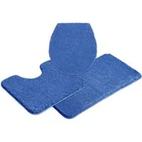 OTTO home Badematte Inga, Badezimmer Teppich, Badvorleger, Höhe 20 mm, rutschhemmend beschichtet, schnell trocknend, strapazierfähig, fußbodenheizungsgeeignet, Polyester, rechteckig, 3tlg Set Stand WC, Badteppich, unifarben, weich, als halbrund und r
