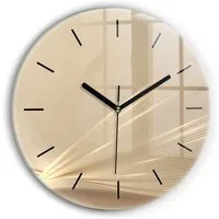 Tulup Wanduhr Glasuhr Abstraktes Licht Runde Moderne Uhr aus Gehärtetem Glas