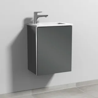 Sanipa 3way Waschtischunterbau zu Duravit ME by Starck Waschtisch mit 1 Tür, Anthrazit-Glanz BS72179