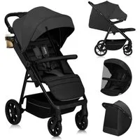 lionelo Kinder-Buggy MIRA, (Set mit Getränkehalter und Moskitonetz), XXL-Verdeck/UPF50+/92 cm Liegefläche/großer Korb/PU-Räder
