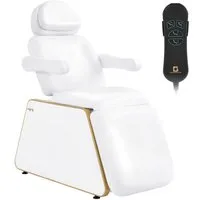 Barberpub Massageliege BarberPub Kosmetikliege Elektrisch 2 Motoren 0739 (Weiß/Kunstleder), Kopfstütze 16 cm ausziehbar, 180° drehbare, Tattoo Liege