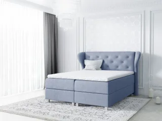Boxspringbett Schlafzimmerbett ARIANNA 180x200cm Stoff Hellblau