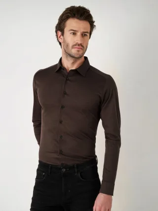 DESOTO - Casual Kent 1/1 brown pique - Gr. - L