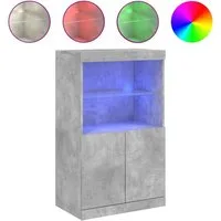 vidaXL Sideboard NA Sideboard mit LED Leuchten Betongrau 60,5x37x100 cm Glas Vitrine