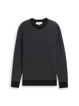 Denim Tom Tailor - Basic Strickpullover mit Rundhalsausschnitt black grey structure - Gr. - XXL