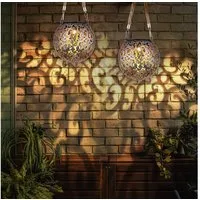 GLOBO LIGHTING LED Solarleuchte, LED-Leuchtmittel fest verbaut, Warmweiß, 2x Solarlampe Hängeleuchte Gartendeko LED