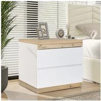 STILVORA Wohnzimmer-Set mit Schubladen,Nachtschrank Nachttisch für Schlafzimmer,weiß+oak, (2 Schubladen), aus E1-Spanplatte, 55*55*40cm