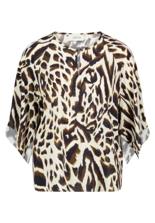 CARTOON - Kurzbluse mit Animalprint beige - Gr. - 36
