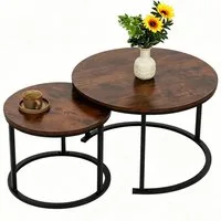 BIGTREE Couchtisch Tisch Schwarz Couch Wohnzimmertisch Set Rund Wohnzimmer Tisch (2-St., 2er-Set), 70x70x45 cm und 50x50x40 cm