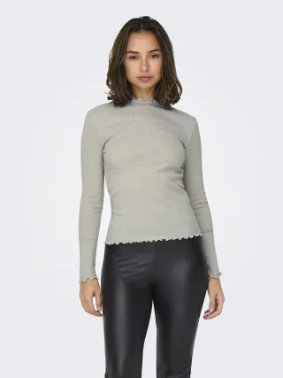 ONLY - ONLEMMA LS GLITTER TOP JRS NOOS Pumice Stone - Gr. - L
