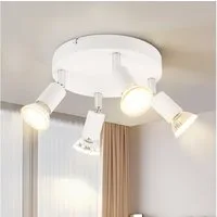 ZMH Deckenstrahler 4 Flammig GU10 Metall Deckenlampe für Schlafzimmer Küche Gang, Einfache Installation, LED fest integriert, Weiß Deckenspots Esszimmer