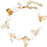 Jumpeak Silberarmband armband silber 925,perlen armband,natuerlicher kristall,citrin armband, 18K vergoldet,barockperlen armband,boho schmuck,geschenk fuer frauen