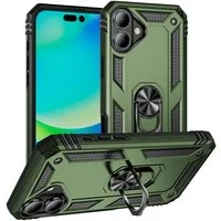 CoolGadget Handyhülle Armor Shield Case für Apple iPhone 16 6,1 Zoll, Outdoor Cover mit Magnet Ringhalterung Handy Hülle für iPhone 16
