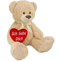 BRUBAKER Kuscheltier XXL Teddybär 100 cm groß mit Ich Liebe Dich Herz (Valentinstagsgeschenk, 1-St), großer Teddy Bär, Stofftier Plüschtier