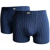Toker Collection® Boxershorts Herren Pants 2er-Pack,Baumwolle/Elasthan, uni & gestreift (Packung, 2er Pack) Frontlabel mit Markenlogo