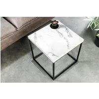 riess-ambiente Beistelltisch ARCHITECTURE 45cm weiß/schwarz – Metallgestell, Marmor-Design (Einzelartikel, 1-St), quadratische Platte & Industrial-Stil – ideal neben Sessel, Sofa & Co.