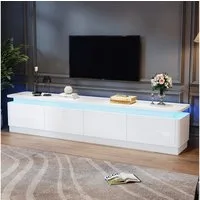Merax Lowboard mit LED-Beleuchtung (1 St), TV-Schrank Fernsehschrank mit Hochglanzfront, 4 Schubladen,180x34x40cm