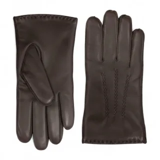 Braune Herrenhandschuhe aus italienischem Leder mit warmem Wollfutter, Winter-Ziernahtdesign, ideal zum Reiten, Autofahren und für Freizeit.