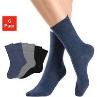 H.I.S Socken Damen Herren Basic Socken (Packung, 6-Paar, unisex Gr. 35-38 bis 43-46) mit Komfortbund auch für Diabetiker geeignet