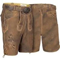German Wear Trachtenlederhose GW722 kurze Lederhosen Hans 100% Nappa-Wildleder mit Gürtel