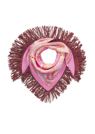 Modisches Tuch aus Baumwolle-Seide-Mix mit Fransen pink - Gr. - one size
