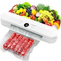 Luckice Vakuumierer Vakuumiergerät Lebensmittel bleiben vakuumiert bis zu 8x länger frisch, Rollenbreite 28 cm, 120W, Praktischer Nass-und Trockenmodus,Enthält 10 Vakuumbeutel
