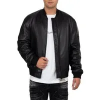 Reichstadt Bomberjacke Herren Regular Fit Echtleder Lederjacke 24RS052 mit einzigartiger Lasergravur am Windschutz